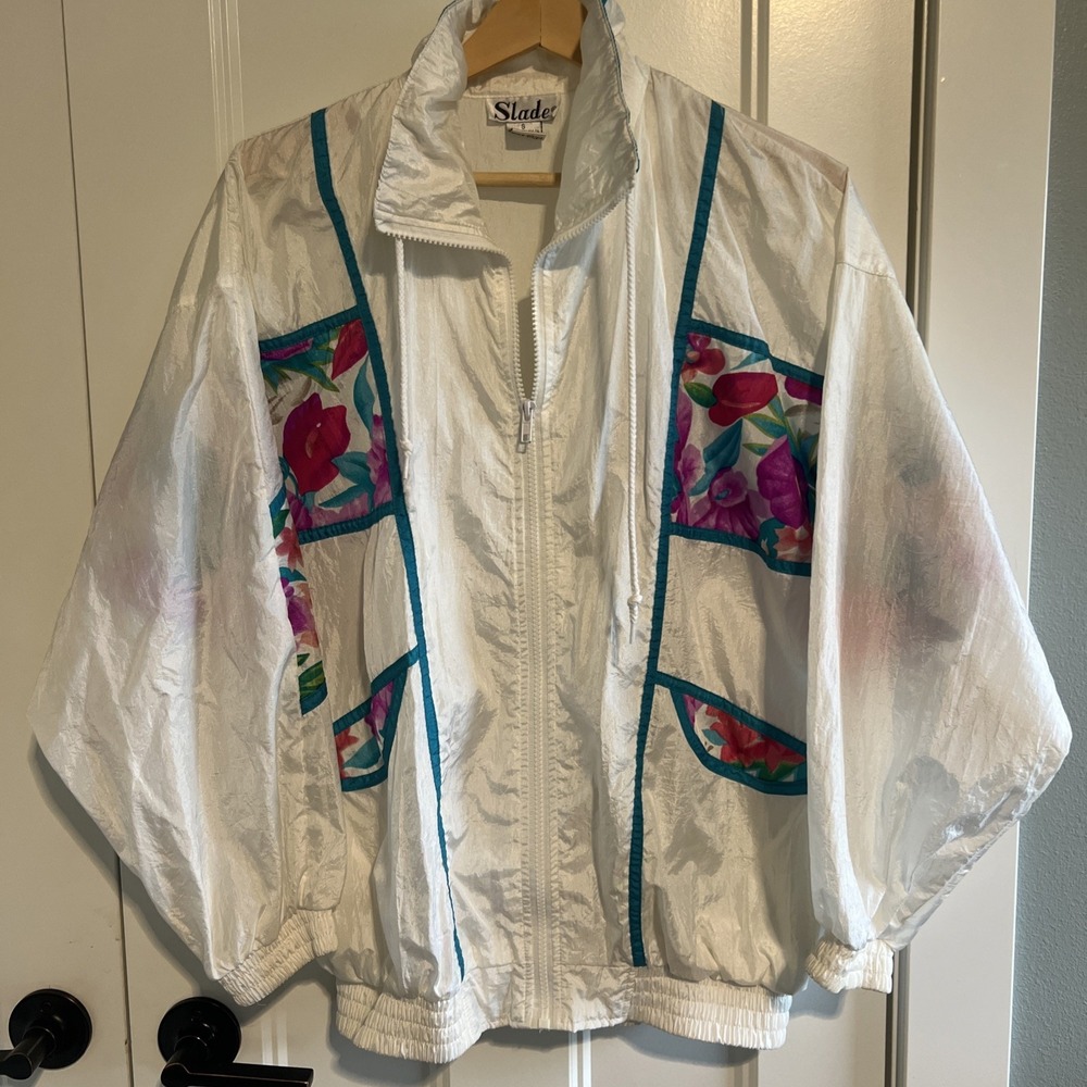 Vintage 80s 90s Windbreaker‎ Jacket Retro Slade Outdoor Women's Small White
